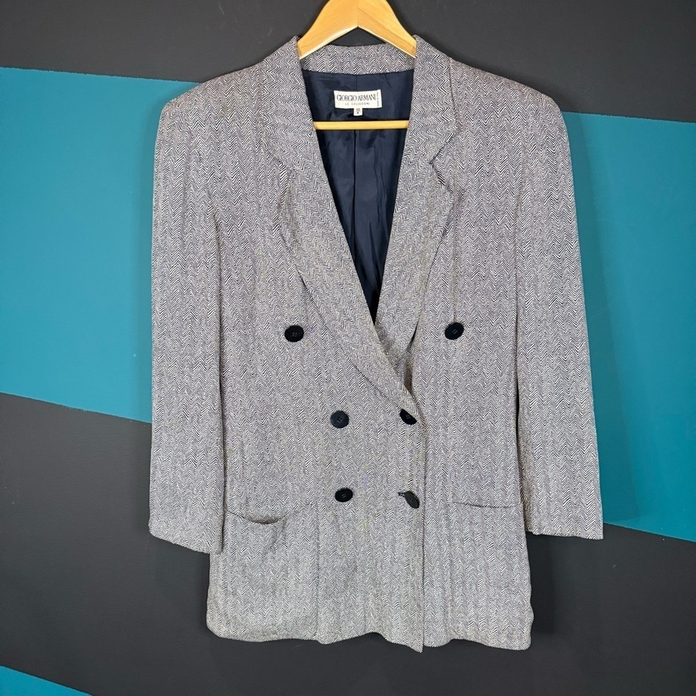 Vintage Giorgio Armani Classic Gray zig zag Blazer size 42